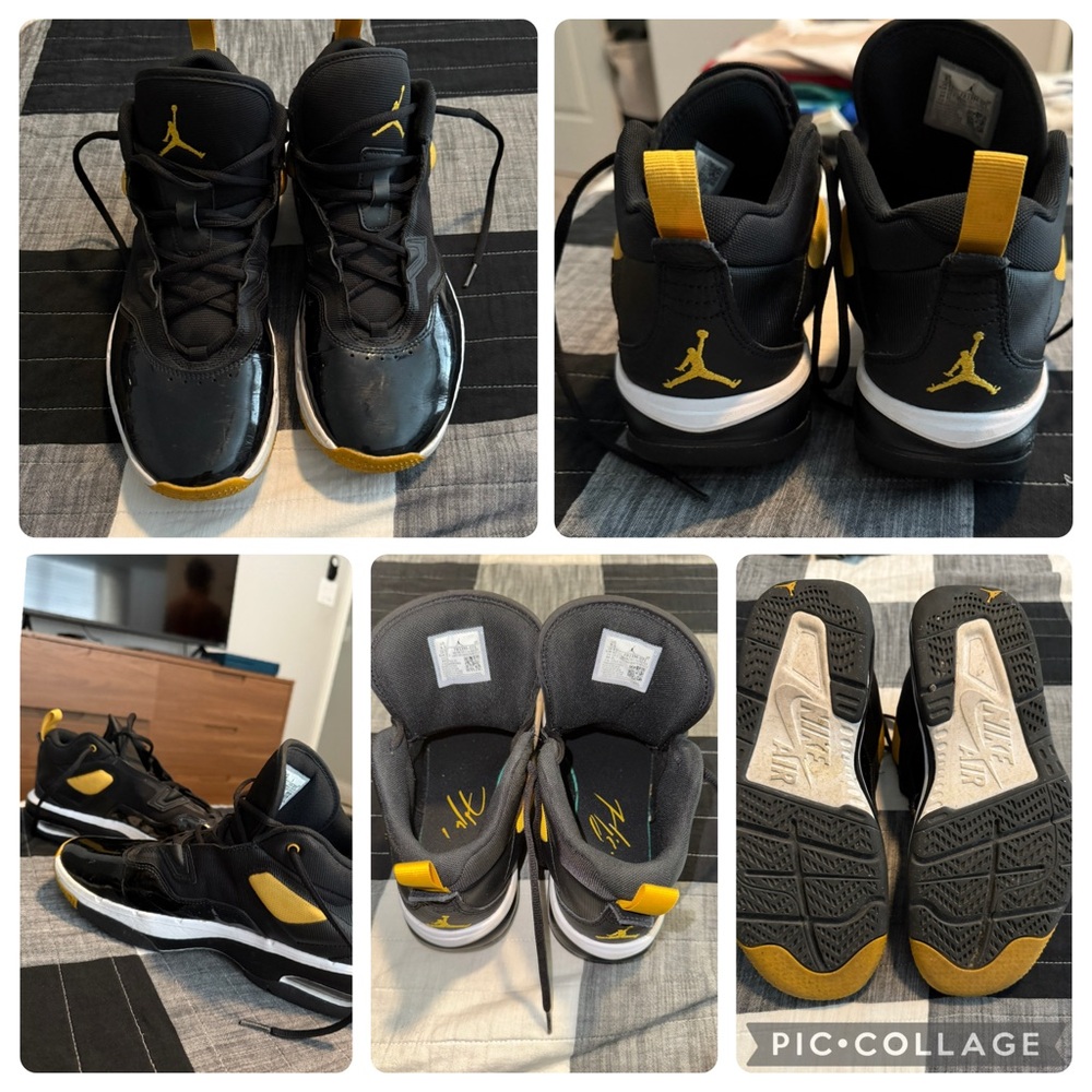 Black and Gold Jordan Athletic Sneakers
